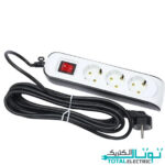 سه راهی ارت دار با کلید پارت الکتریک مدل پارت